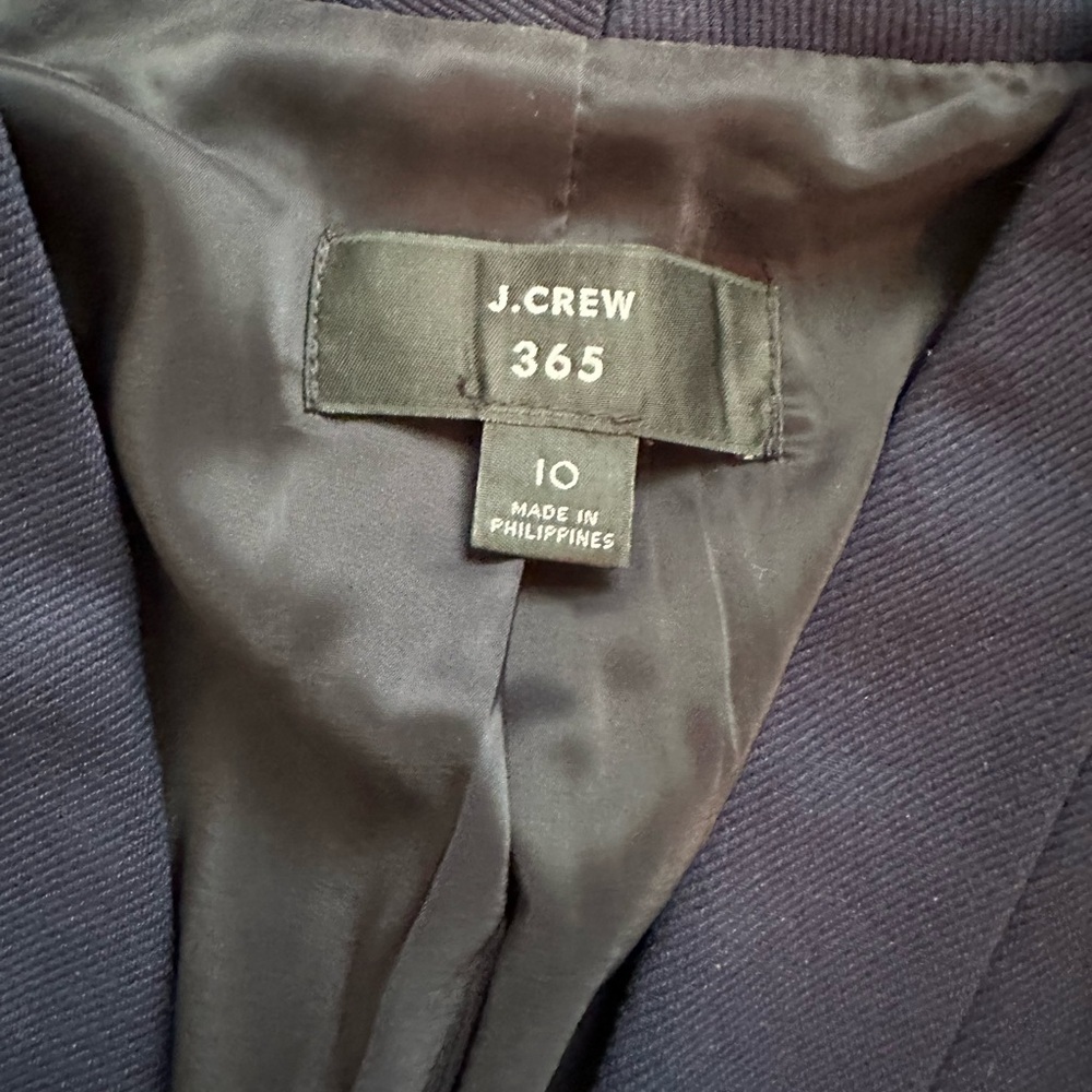 J. Crew Navy Collarless Blazer - Size 10 - Picture 2 of 4